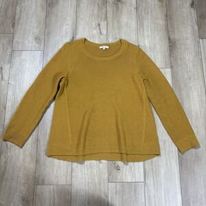MADEWELL Riverside Texture Sweater Scoop Neck Relaxed Fit Mustard Yellow Size‎ L